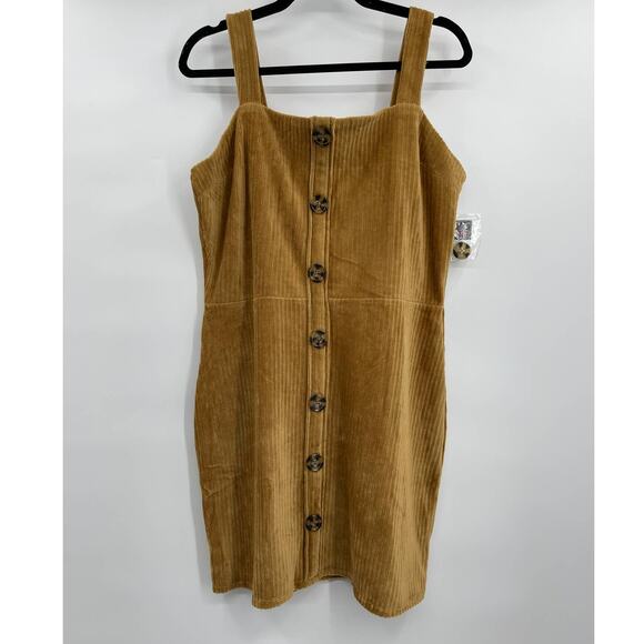 No Boundaries Juniors Womens Button Front Ribbed Corduroy Jumper Dress XL NEW - Picture 2 of 11
